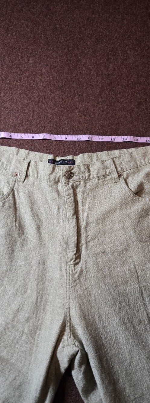 Vintage Bill Blass Linen Blend Trousers In Light Green Size 16 - Picture 8 of 15